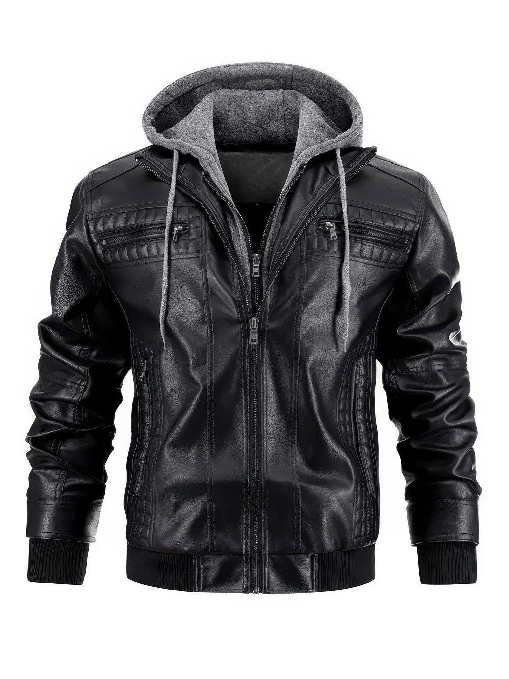 PU-Leren Herenjack Met Capuchon