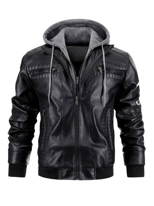 PU-Leren Herenjack Met Capuchon