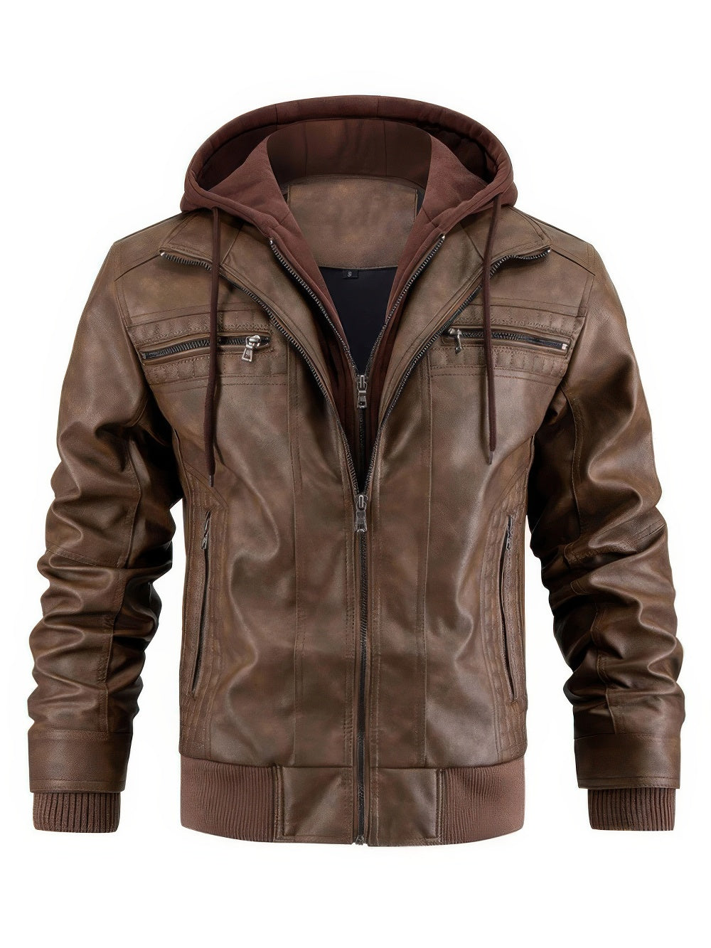 PU-Leren Herenjack Met Capuchon